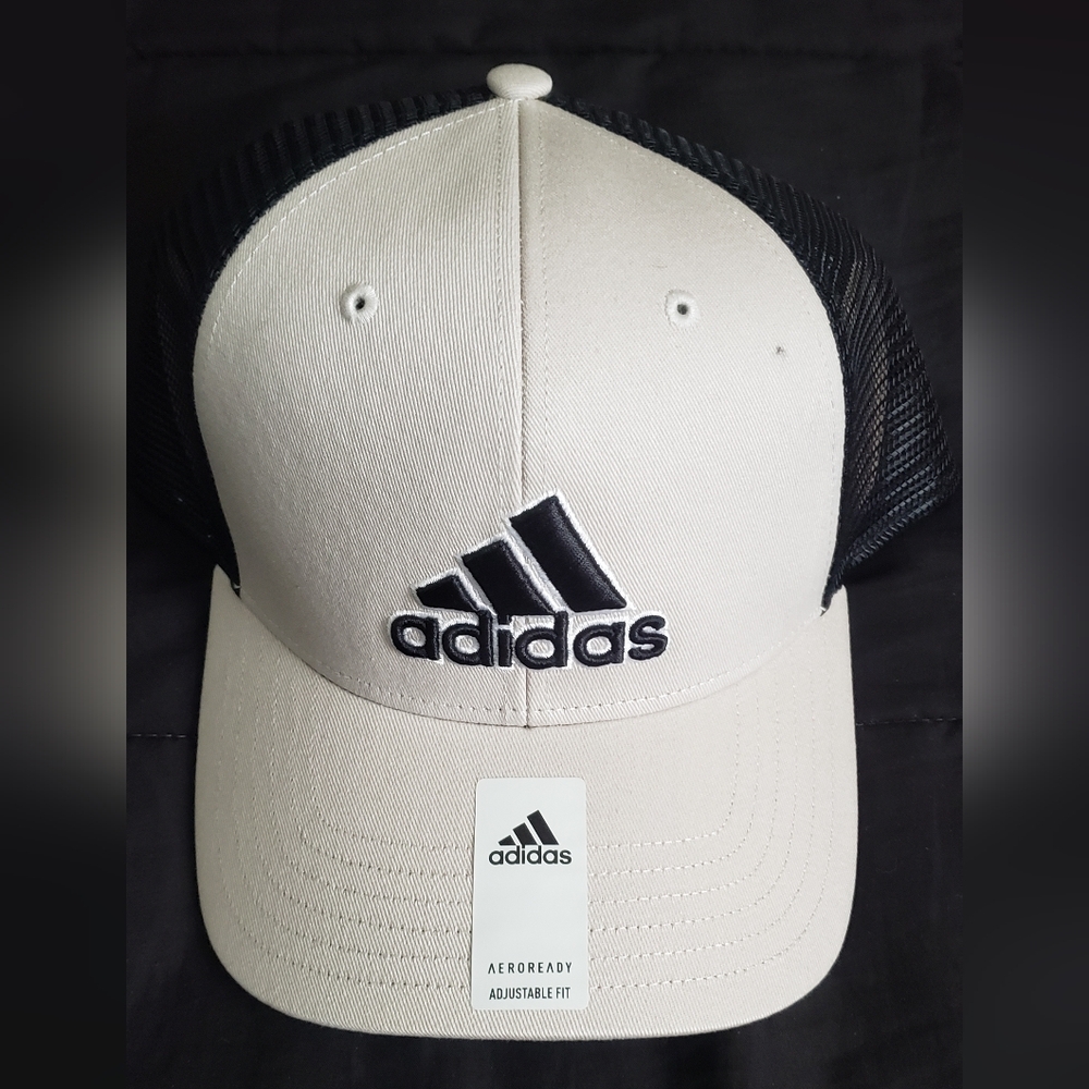 NWOT Adidas Cream/Black Trucker Hat